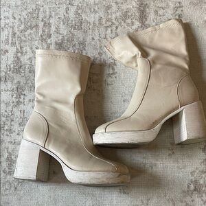 Dolls Kill Cream Heeled Boots